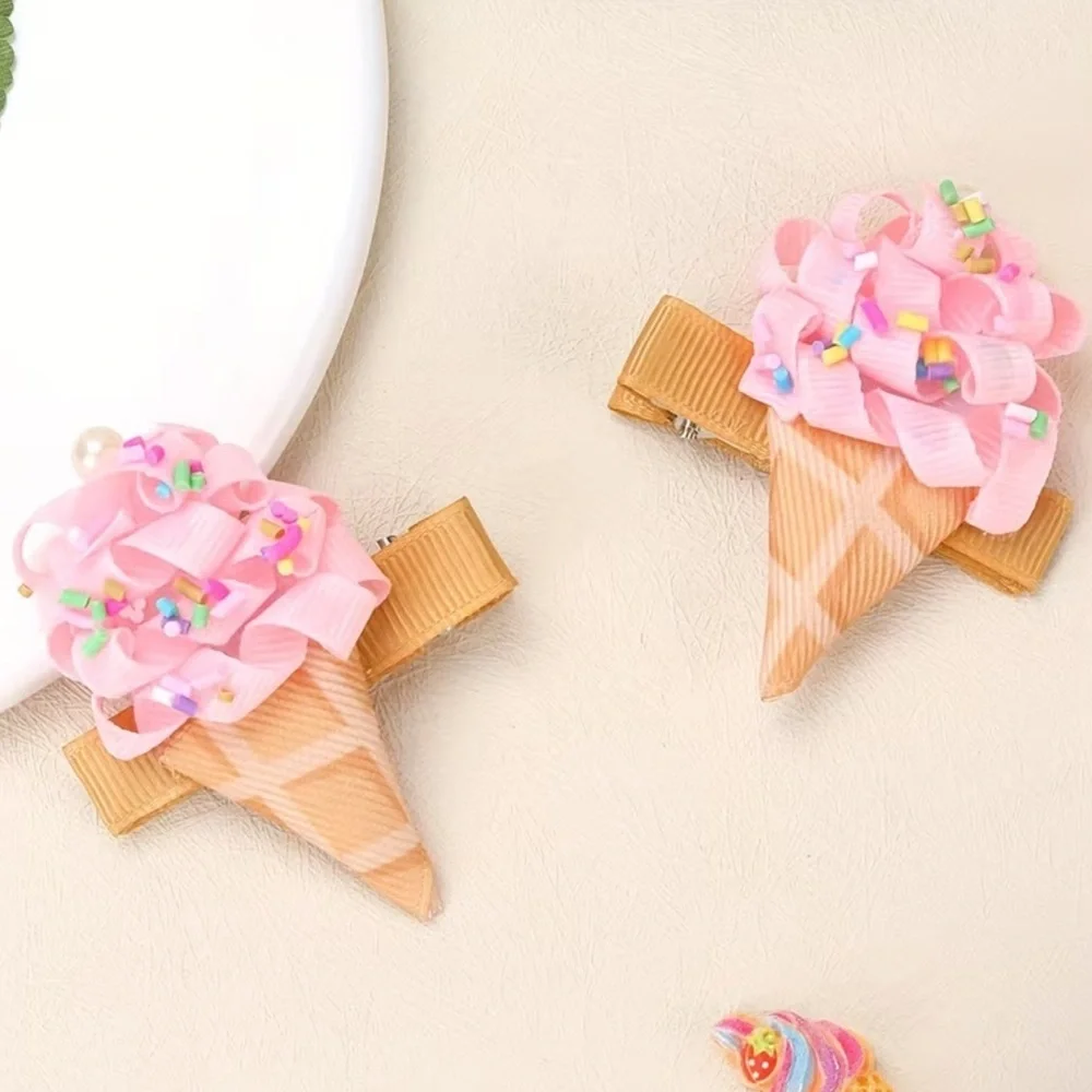 🆕 Pink Ice Cream Hair Clips - Summer